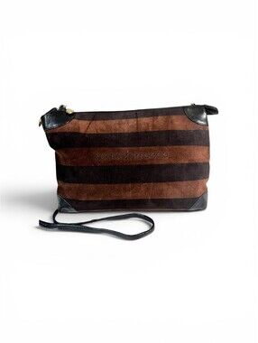 Vintage Roccobarocco Striped Suede Shoulder Bag